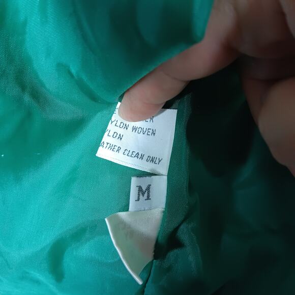 Vintage Winlit Women Jacket Size Medium Green Felt and Leather Panelsd - Picture 12 of 16